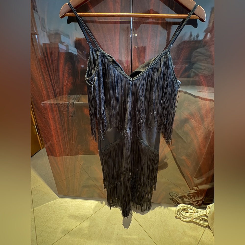 Black Fringe Dress - XS